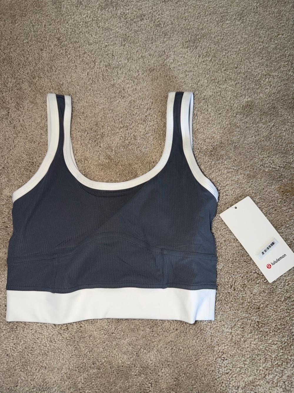 lululemon athletica Navy and White Ribbed Sports Bra